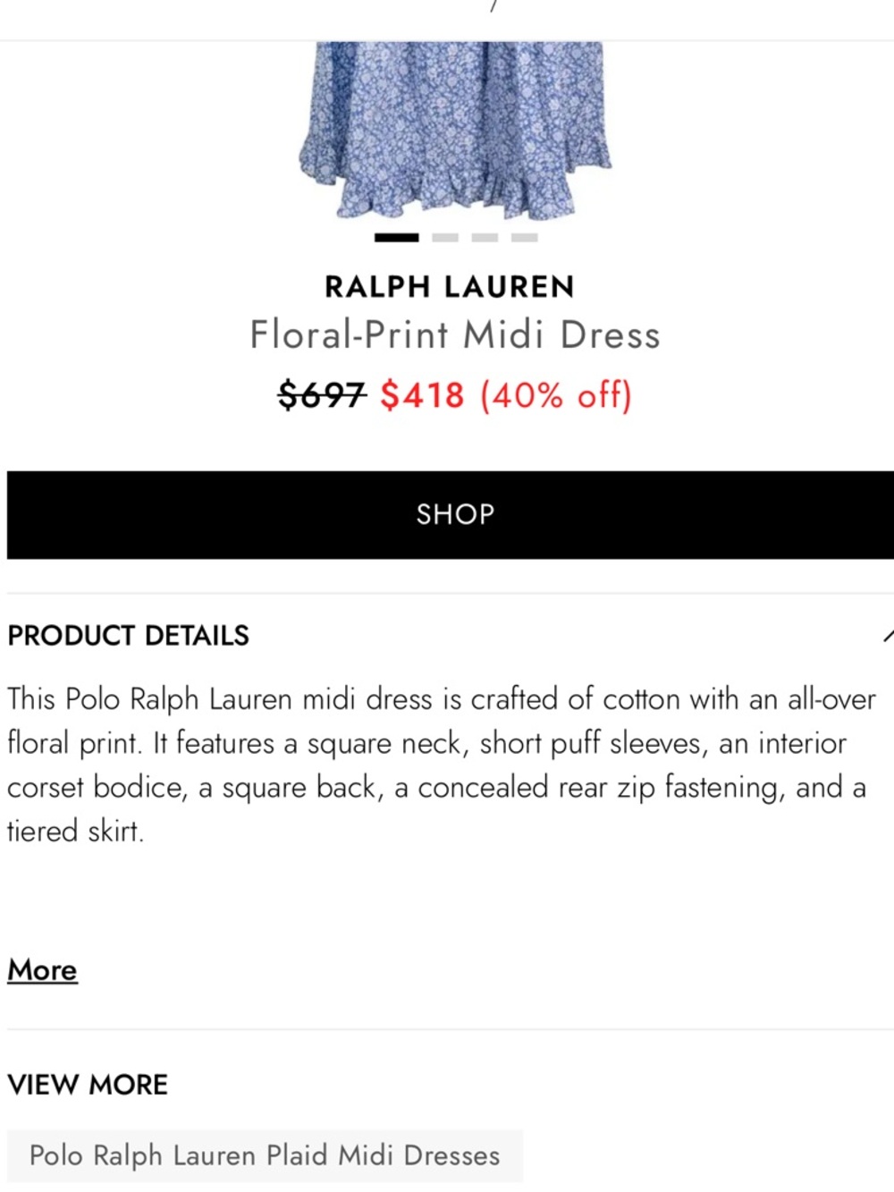 💙NWOT POLO RALPH LAUREN FLORAL PRINT MIDI DRESS SIZE 10 - Picture 8 of 16